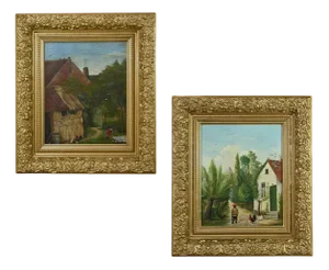 A. Minne, Country Scenes, Late 19th Century, Oil on Canvases, Framed, Set of 2