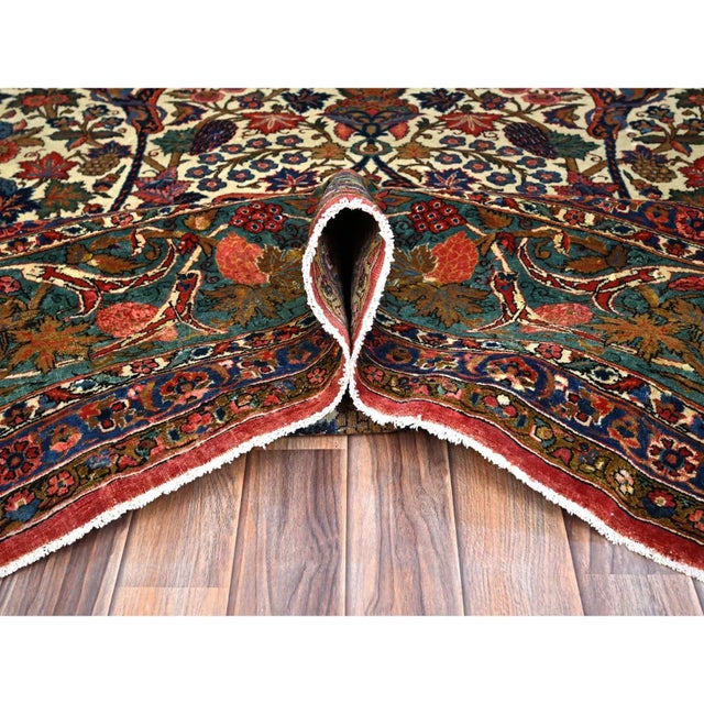 1960 10'3"x13'5" Lemon Icing White Antique Persian Kashan Kork Wool Pile Oriental Rug For Sale - Image 9 of 12