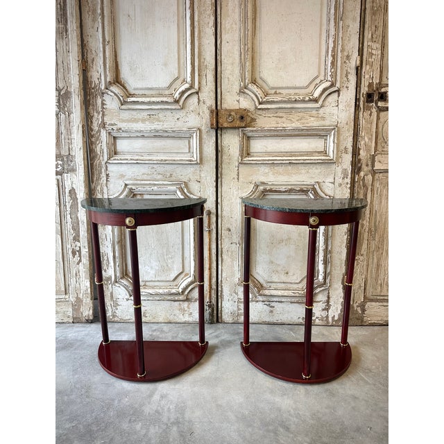 Mahogany Empire Style Console Tables, 1990s, Set of 2 For Sale - Image 9 of 9