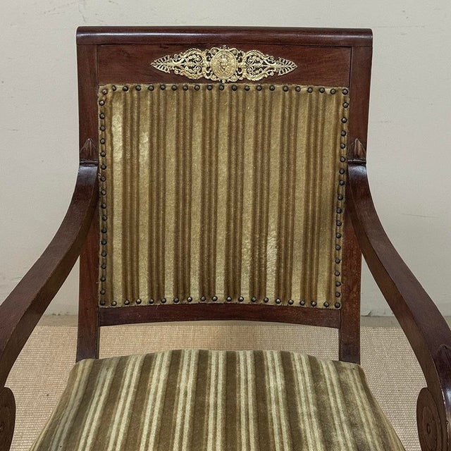 Pair of French Empire Period Mahogany Ormolu Armchairs ~ Fauteuils For Sale - Image 14 of 18