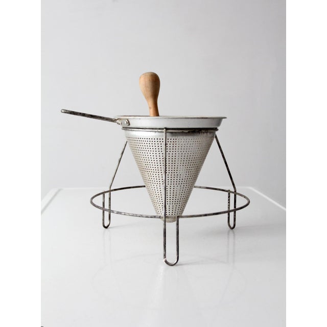 Mid 20th Century Mid-Century Conical Strainer Set With Stand and Wooden Pestle For Sale - Image 5 of 13