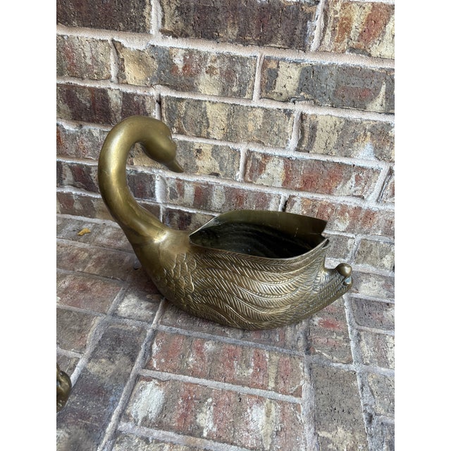 Vintage Brass Swan Planters For Sale In Dallas - Image 6 of 12