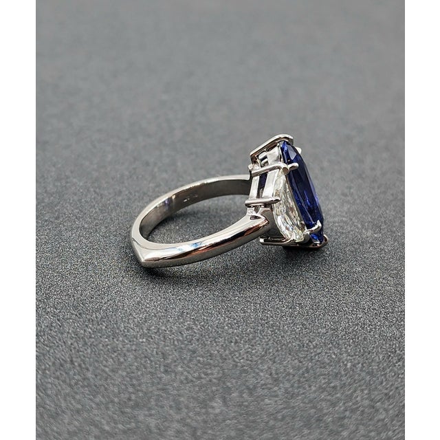 4.21 Ct Gubelin/Gia Certified Nh Color Change Sapphire & Diamond Ring Size 6.5 For Sale - Image 9 of 12