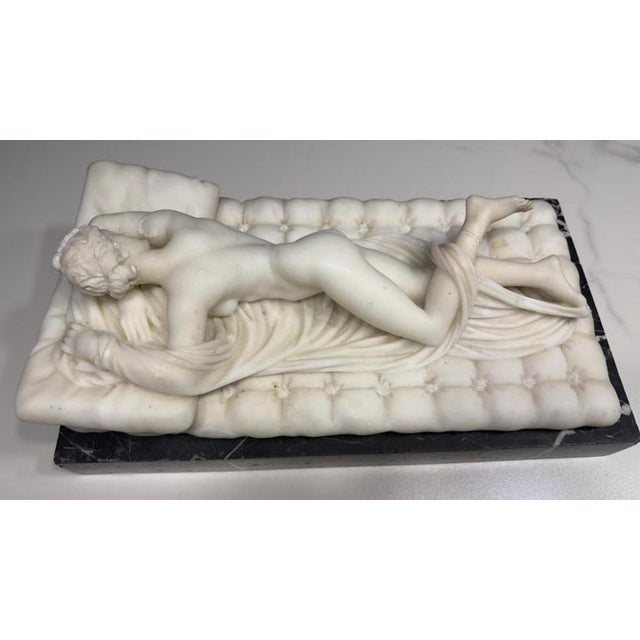 Italian School Artist, Nude Sculpture of Hermaphroditus, 19th Century, White Carrara Marble For Sale - Image 11 of 18