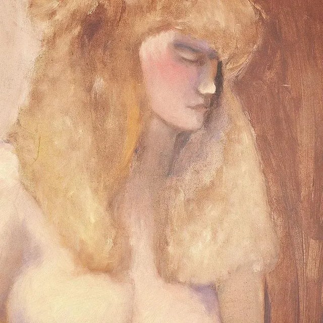 Original Clair Seglem Tall Portrait Painting of a Nude Blonde Woman 12" X 18" For Sale In Oklahoma City - Image 6 of 10