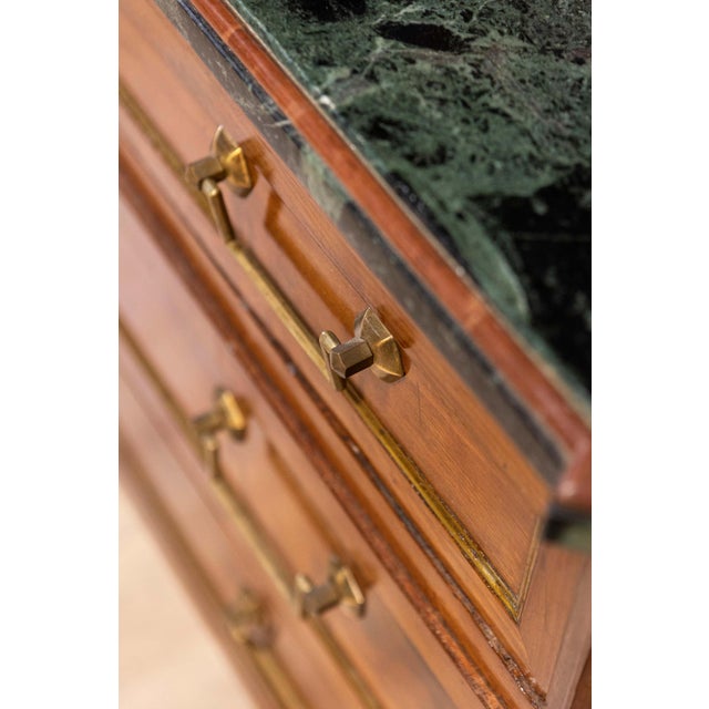 Italian Piemontese 1890s Three-Drawer Walnut Commode with Dark Green Marble Top For Sale - Image 15 of 18