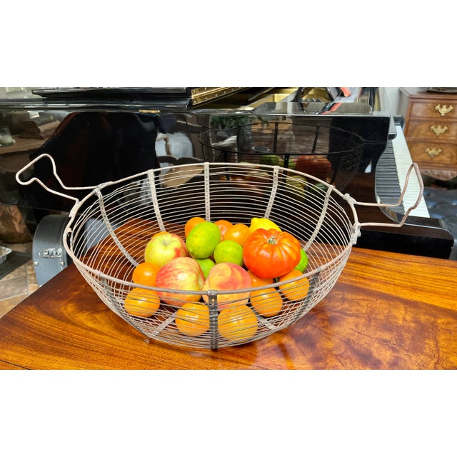 Early 20th Century Vintage Metal Gathering Basket For Sale - Image 5 of 11