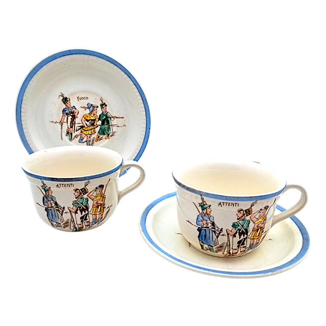 Tea Cups by Gariboldi for Richard Ginori, 1940s, Set of 2 For Sale