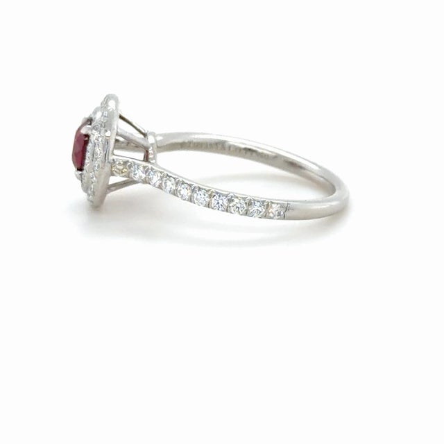 Contemporary Tiffany & Co., Soleste Ruby and Diamond Ring Platinum, Size 6 For Sale - Image 3 of 8