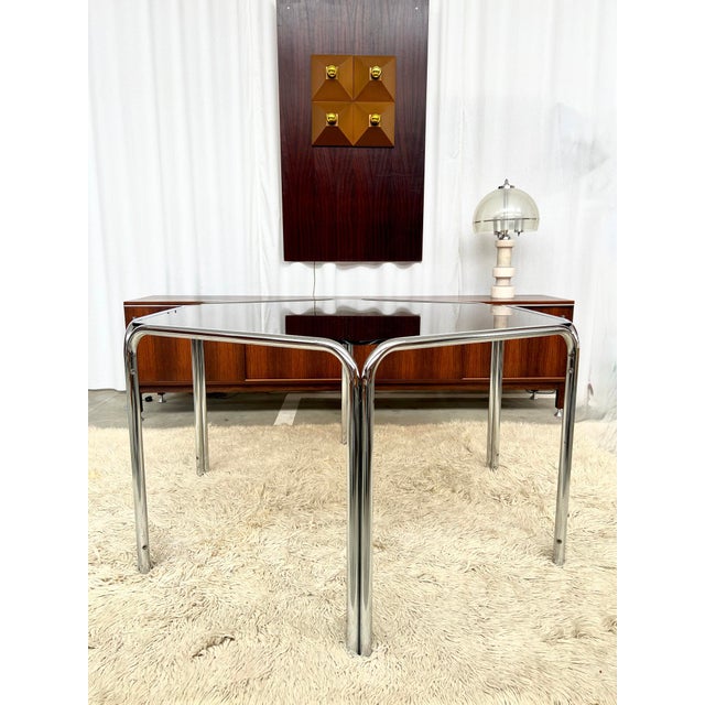 Chrome and Hexagonal Glass Dining Table, 1970s For Sale - Image 6 of 17