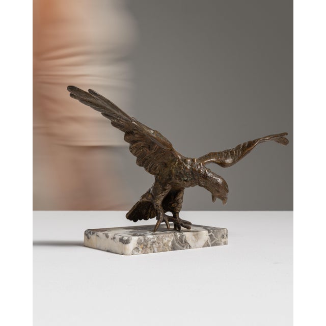 1900s French Bronze Eagle Sculpture on Marble Base For Sale - Image 4 of 15