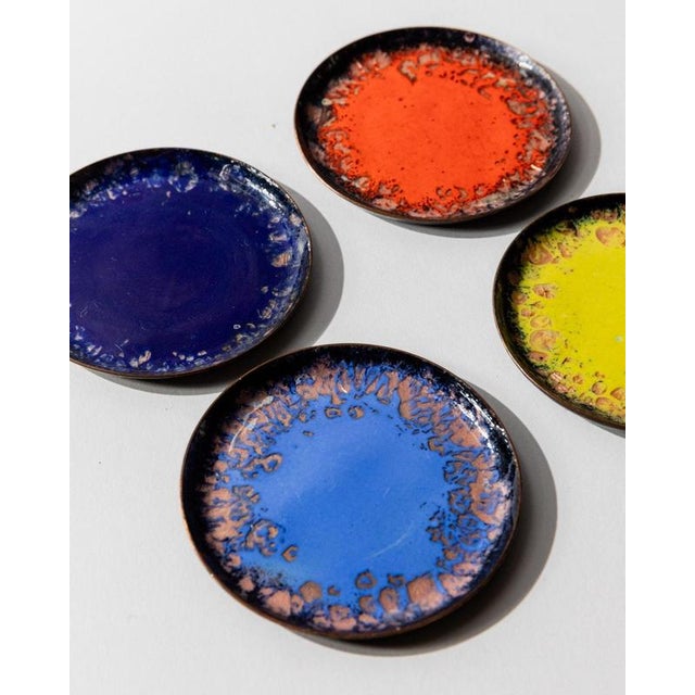 Vintage Enamel Coasters, 1960s, Set of 6 For Sale - Image 4 of 11