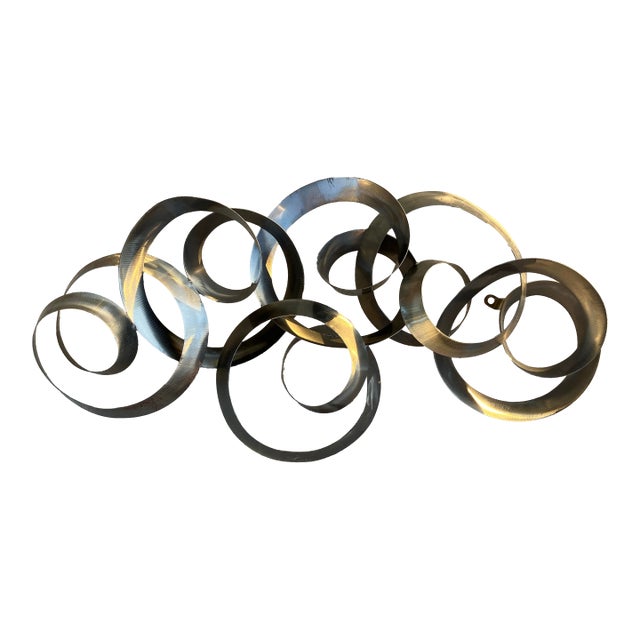 1980s Steel Hanging Circles Sculpture Attributed to Curtis Jere , Titled "Continuity" For Sale