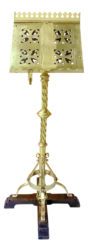 19th C. American Brass Ecclesiastical Revolving Dual Sided Lectern/ Music Stand