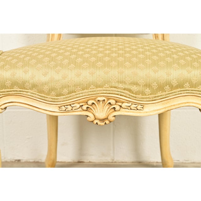 Cream Karges French Regency Louis XVI Cream Lacquered Armchairs, Pair For Sale - Image 8 of 14
