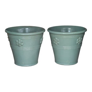 Gladding McBean & Co Planter Celadon Green Artistic Series 1204 Stamped GMBC, Pair For Sale