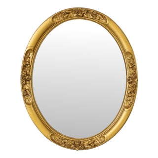 French Oval Bevelled Mirror with Rose Gold Finish For Sale