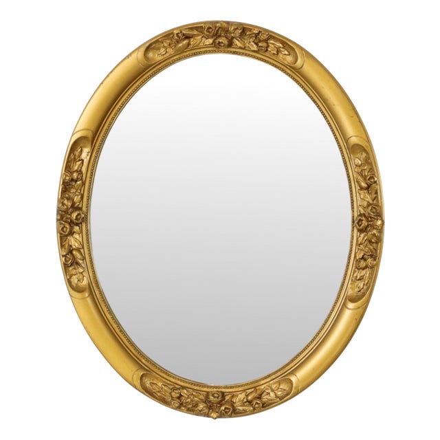 French Oval Bevelled Mirror with Rose Gold Finish For Sale