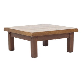 Mid-Century Brutalist Coffee Table in Oak, 1960s For Sale