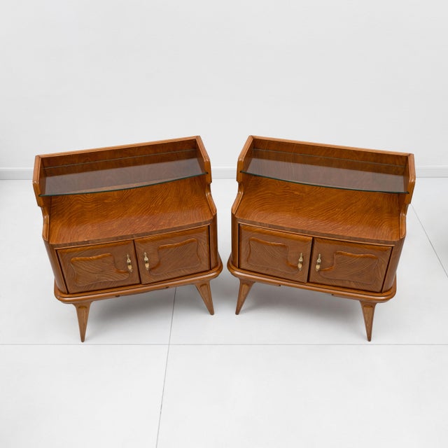 Brown Mid-Century Modern Nightstands in Ashwood, Italy, 1950s, Set of 2 For Sale - Image 8 of 10