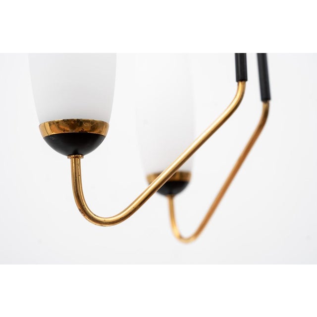 Metal Stilnovo-Style Chandelier in Glass, 1950s For Sale - Image 7 of 11
