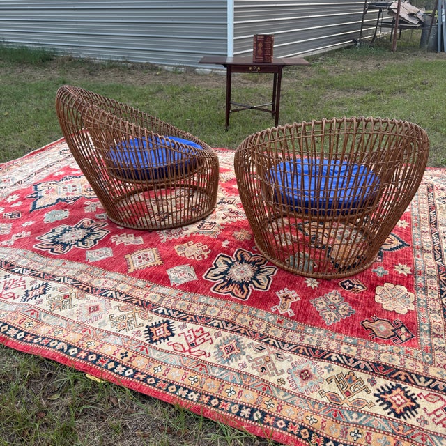 Contemporary Resin Wicker Franco Albini Style Chairs- A Pair For Sale In Columbia, SC - Image 6 of 12