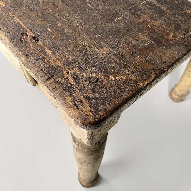 Antique Italian White Painted Wooden Dining Table with Two Drawers, 1800s For Sale - Image 12 of 18