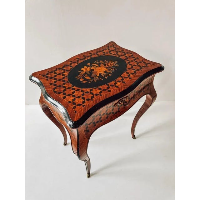 Louis XV / Louis-Philippe Marquetry Vanity Table, 1850-1900 For Sale - Image 4 of 18