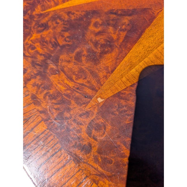 Late 20th Century Vintage Uttermost 28-Inch Round Compass Star Inlaid Wood Bistro Table For Sale - Image 5 of 11