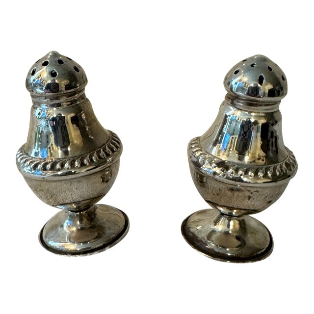 1950s Sterling Silver Salt & Pepper Shakers- a Pair For Sale