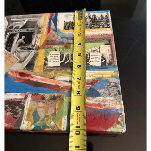 1970s 1970s Elizabeth Lamb Original Mixed Media Collage Art on Canvas For Sale - Image 5 of 6