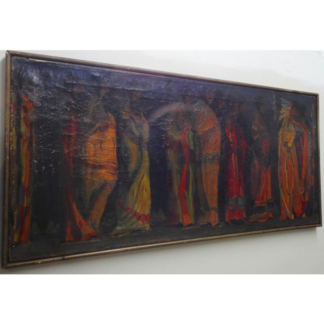 Art Deco Robert Whitmore "Indian Procession" Oil Painting Early 20th Century For Sale - Image 3 of 13