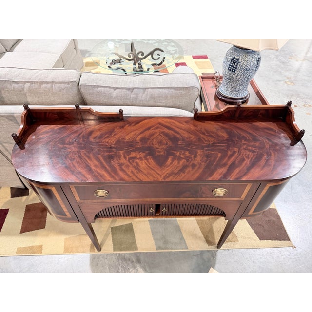 Late 20th Century Classic Inlaid Mahogany Sideboard With Tambour Doors For Sale - Image 4 of 11