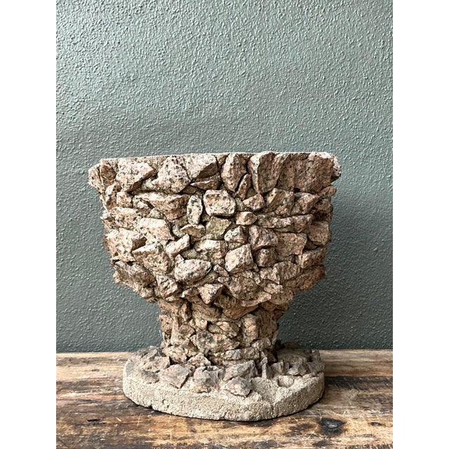 Greige Vintage Stone Aggregate Planter For Sale - Image 8 of 17