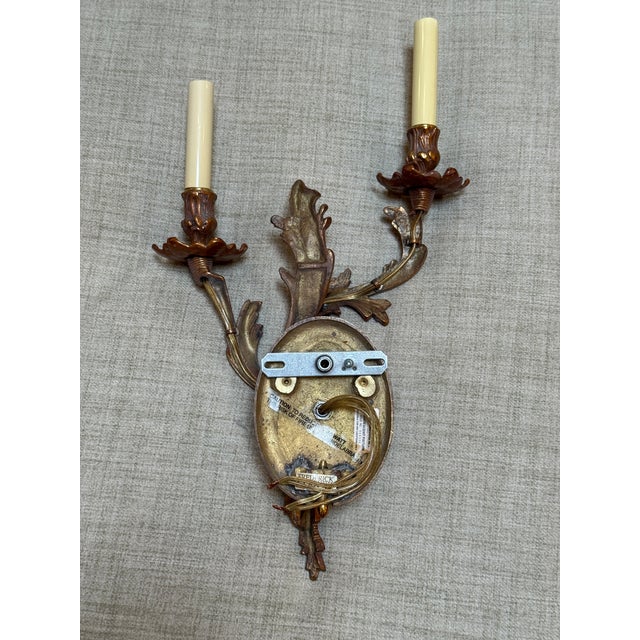 Metal Late 20th Century Louis XV Rococo Style Gilt Bronze Wall Sconces, Pair For Sale - Image 7 of 11