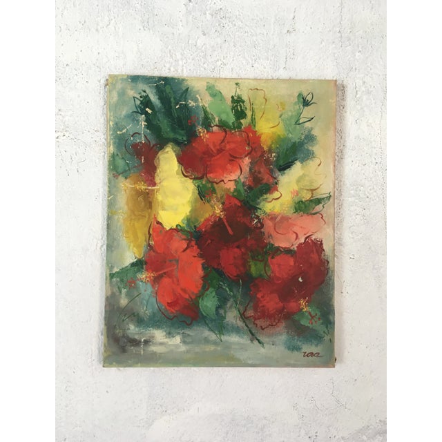 Vintage Oil on Canvas, Hibiscus For Sale - Image 4 of 9