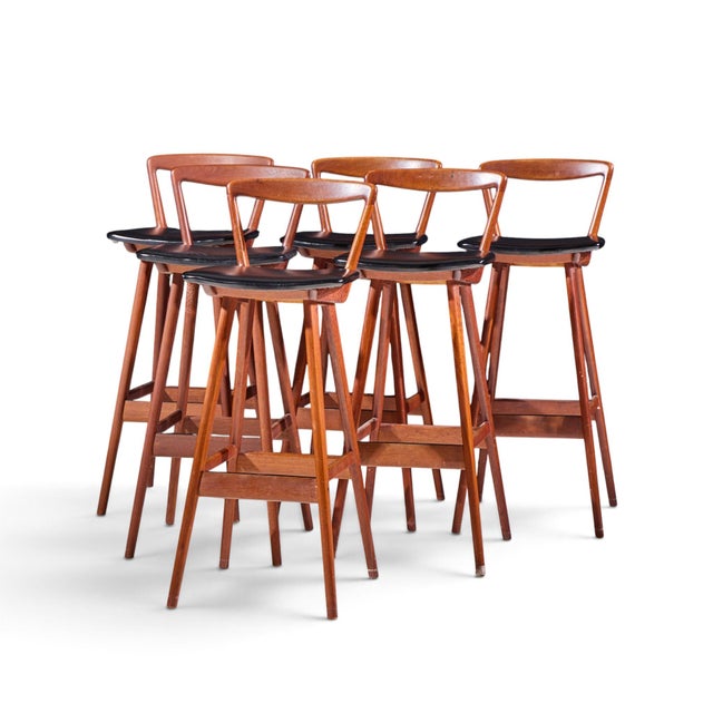 Mid-Century Modern Rosengren Hansen for Brande Møbelfabrik Mid Century Teak Barstools - Set of 4 For Sale - Image 3 of 11