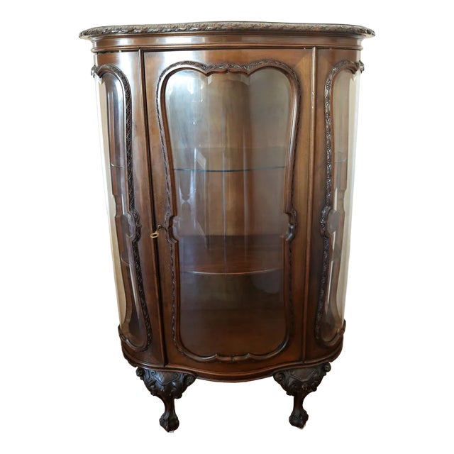 Chippedale Style Walnut Showcase, 1940s For Sale