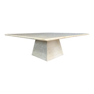 Mid Century Modern Travertine Pyramid Base Coffee Table Willy Rizzo Styled For Sale