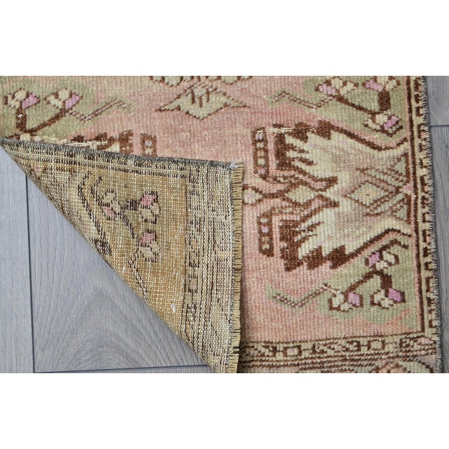 1960s Pastel Pink Oushak Small Door Mat Rug For Sale - Image 5 of 6