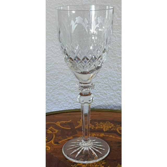 Glass 1990s Rogaska Queen Crystal Wine Glass Cut Floral Stemware Slovenia For Sale - Image 7 of 7