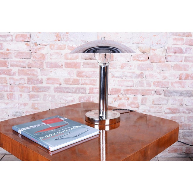 Bauhaus Table Lamp in Chrome and Steel from Miroslav Prokop, Czech, 1930s For Sale - Image 4 of 11