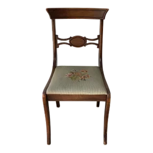 1930's American Depression Duncan Phyfe Mahogany Chair With Needlepoint Seat