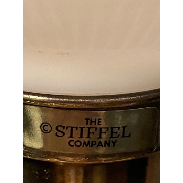 Brass Vintage MCM Stiffel Brass Torchiere Lamps With Diffuser Shades 38" - a Pair For Sale - Image 8 of 11