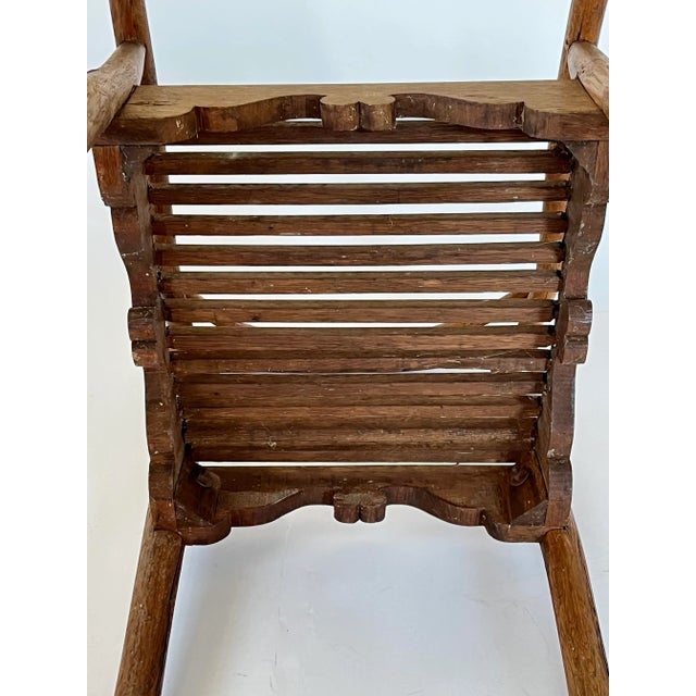 Antique Handmade Wood Chair with Slat Seat For Sale - Image 12 of 13
