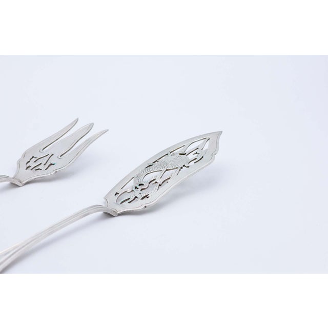 Fish Knife and Fork in Cut and Engraved Silver, Set of 2 For Sale - Image 4 of 7