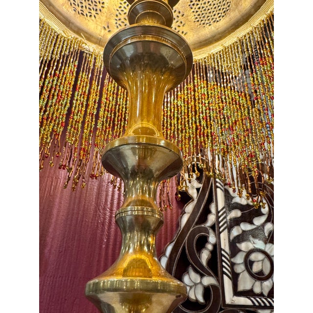 Vintage Brass Table Lamps With Glass Beads - a Pair For Sale - Image 12 of 14