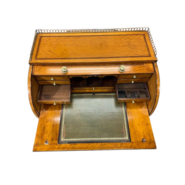 Late 19th Century English Satinwood Roll Top Desk, Circa 1890 For Sale - Image 9 of 14