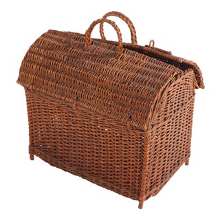 Wicker Picnic Basket Suitcase Vanity Case For Sale