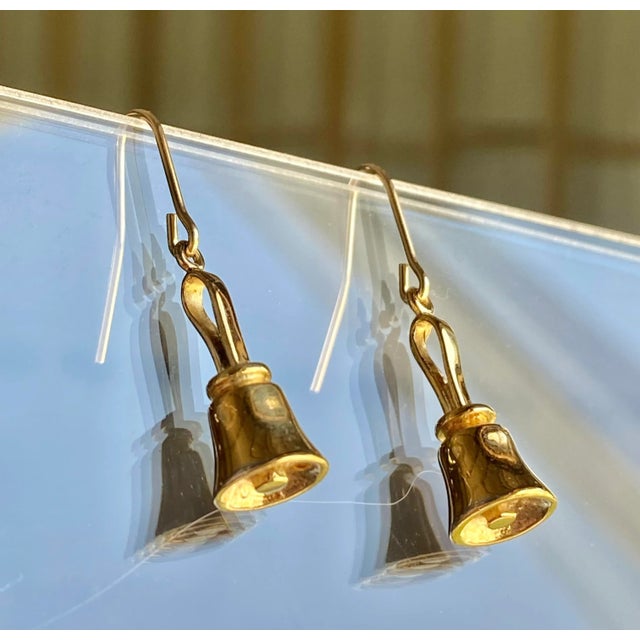 Bell Earrings in Gold Washed Sterling Silver For Sale - Image 11 of 12